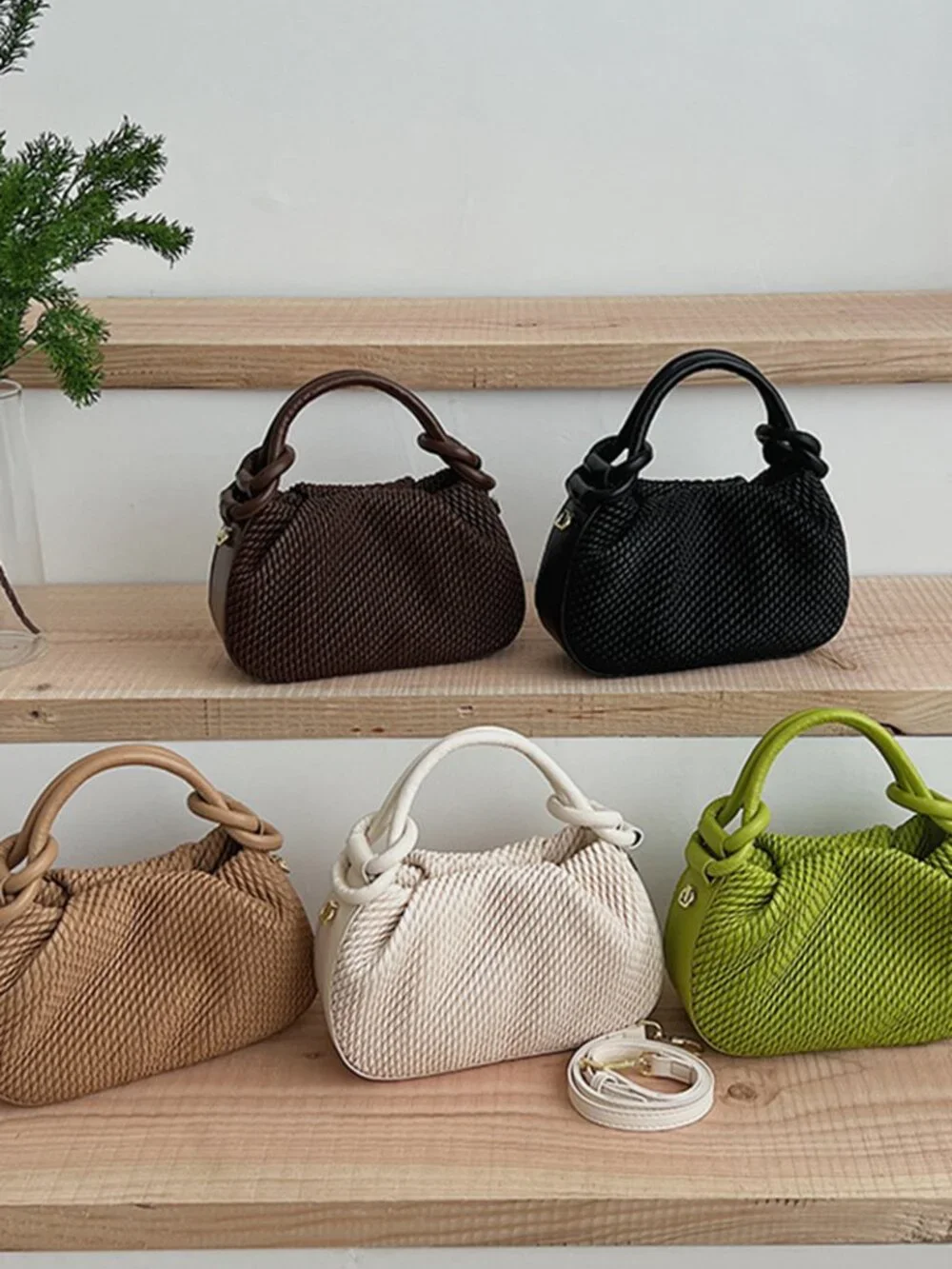 Women's Woven Top Handle Bag | Knotted Mini Handbag | New